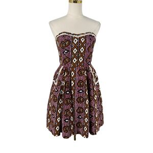 Zacharys Smile White Label Strapless African Wax Print‎ Dress Size 6 Pockets